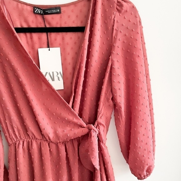 ZARA Swiss Dot Wrap Dress - Picture 7 of 12